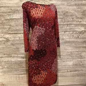 **CLEARANCE** MSK Paisley Red Orange Sequin Dress, Medium